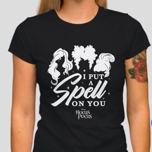 Hocus Pocus 'I PUT A SPELL ON YOU' Sanderson Sisters Silhouette Black Tee XXXL